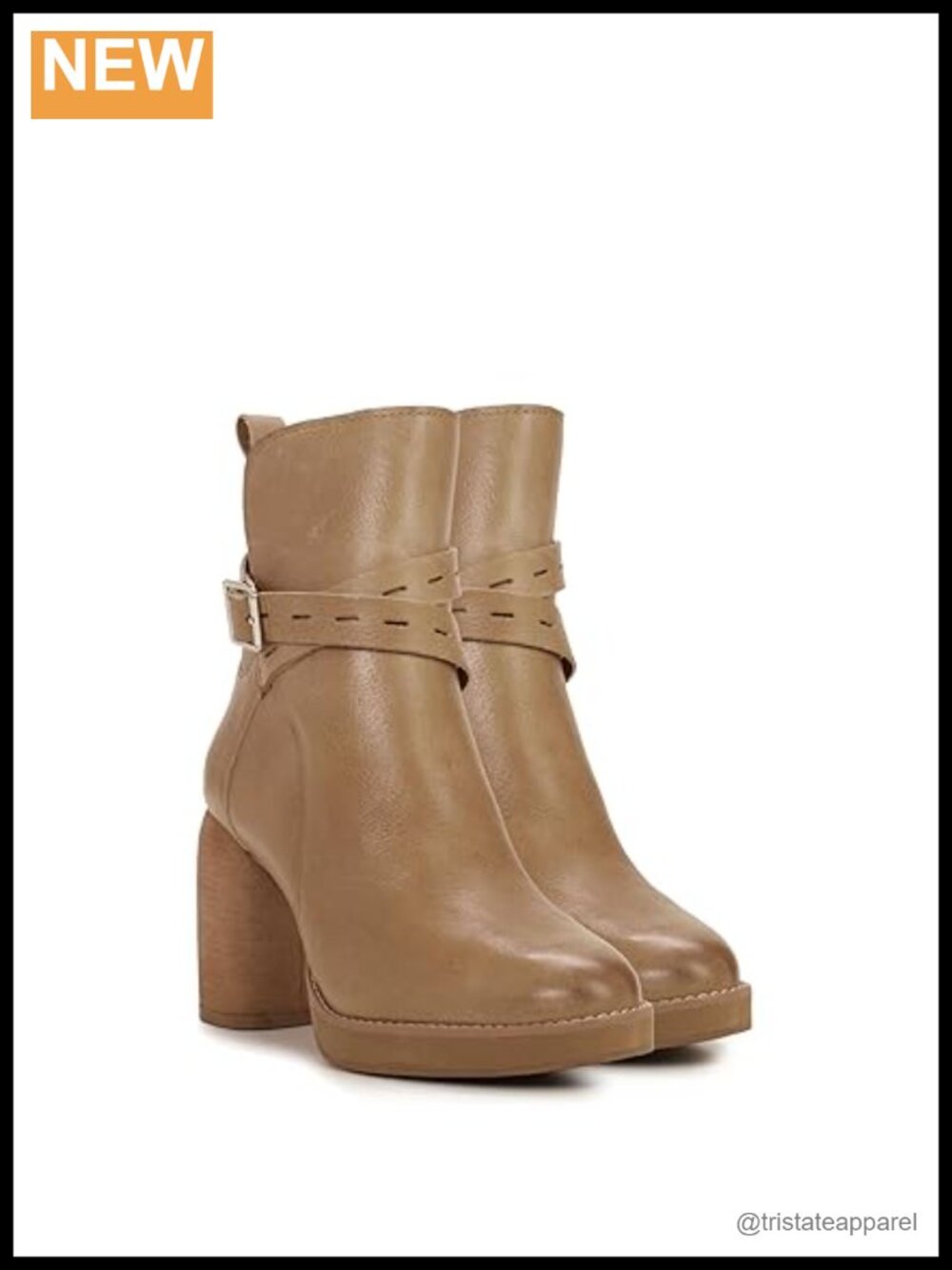 Lucky Brand Women's Leather Ankle Bootie Block Heel Almond Toe Zip Casual